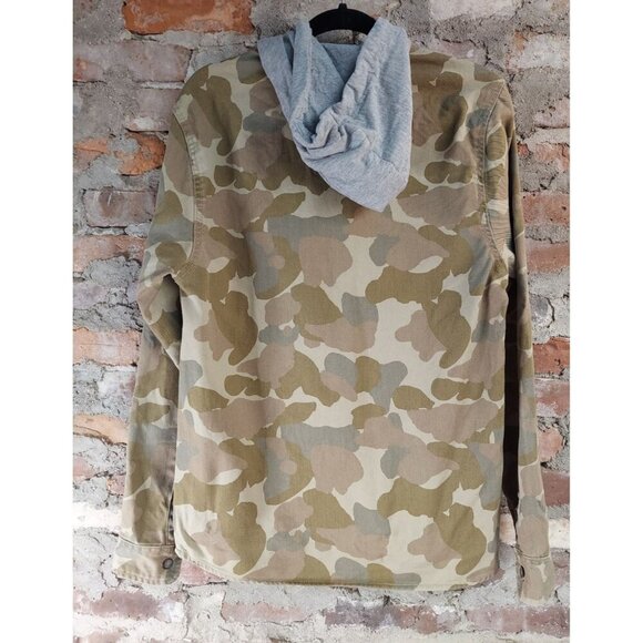 Airwalk Jean Jacket Hoodie Mens Sz S Button Up Long Sleeve Desert Camo Denim ab - Picture 4 of 4